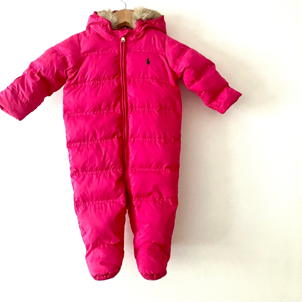 Ralph Lauren Pink Down Padded Snowsuit Size 9 Months
